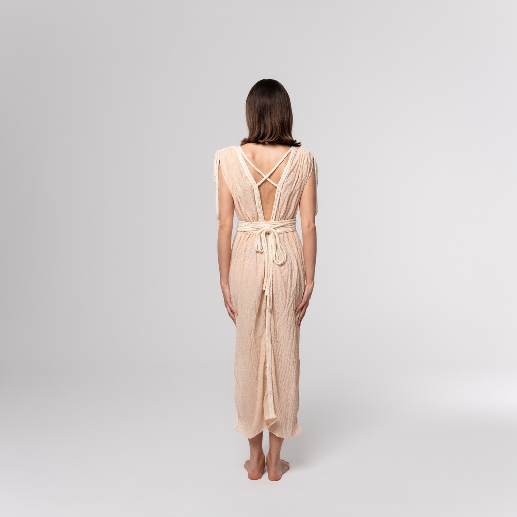 Beige Drapes Dress back