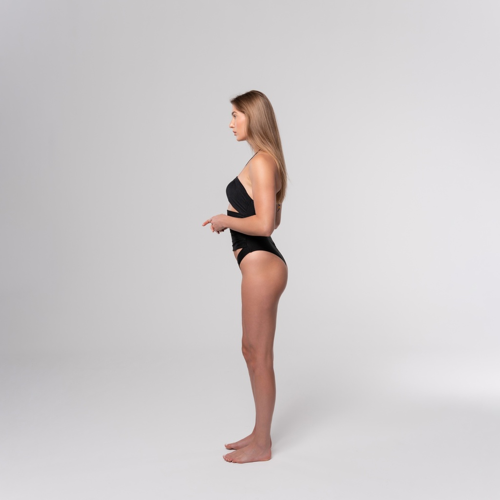 Black Drapes One Piece Swimsuit side