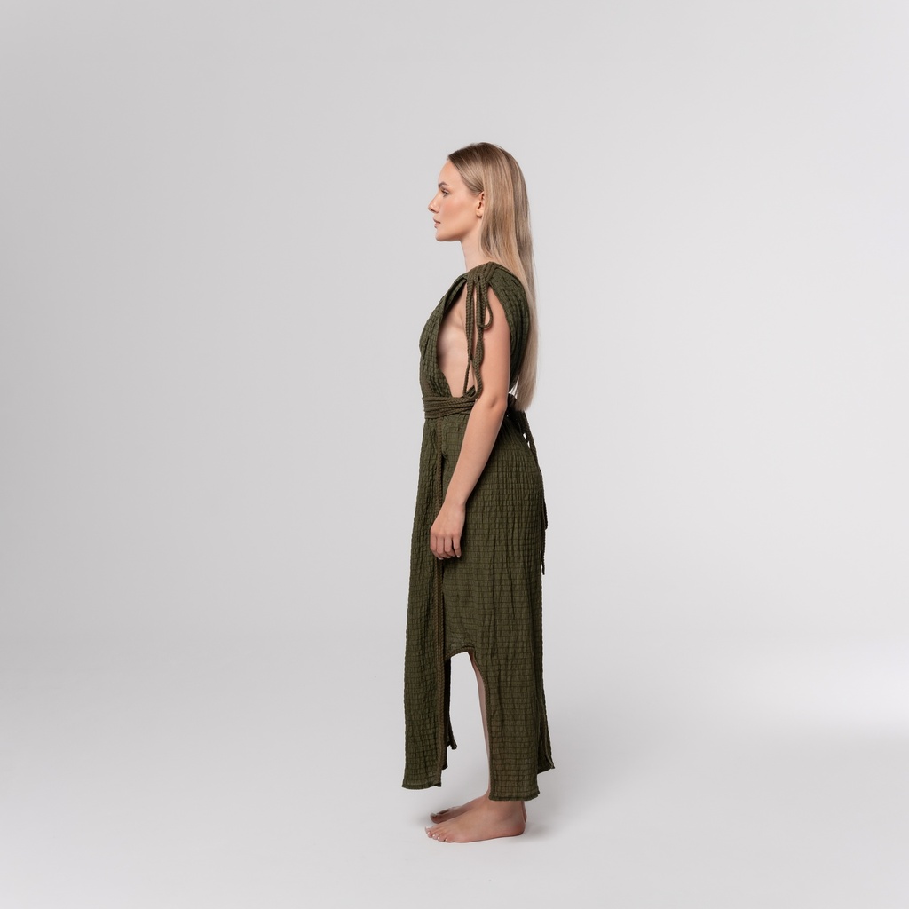 Green Drapes Dress side