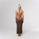 Khaki Crochet Cut Out Dress back