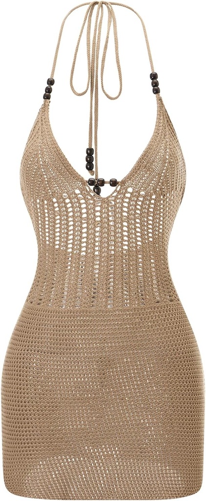 Khaki Crochet Mini Dress