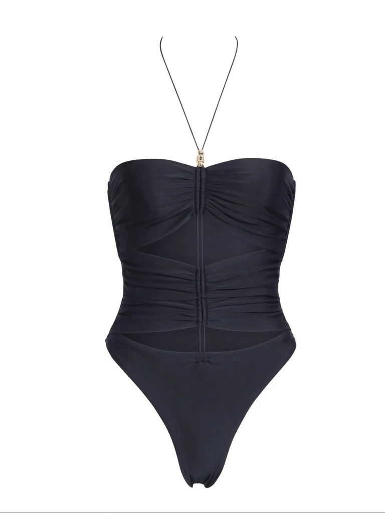 Black Drapes One Piece Swimsuit