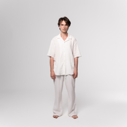 White Bambula Cotton Camp Shirt